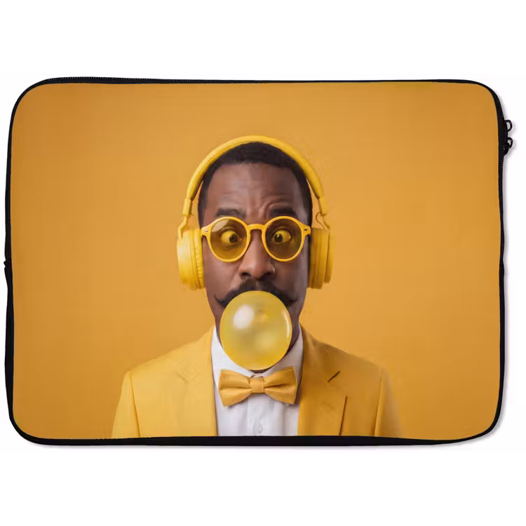 Man - Bubblegum - Portret - Geel - Modern laptophoes neopreen klein -zkaufland3dotto