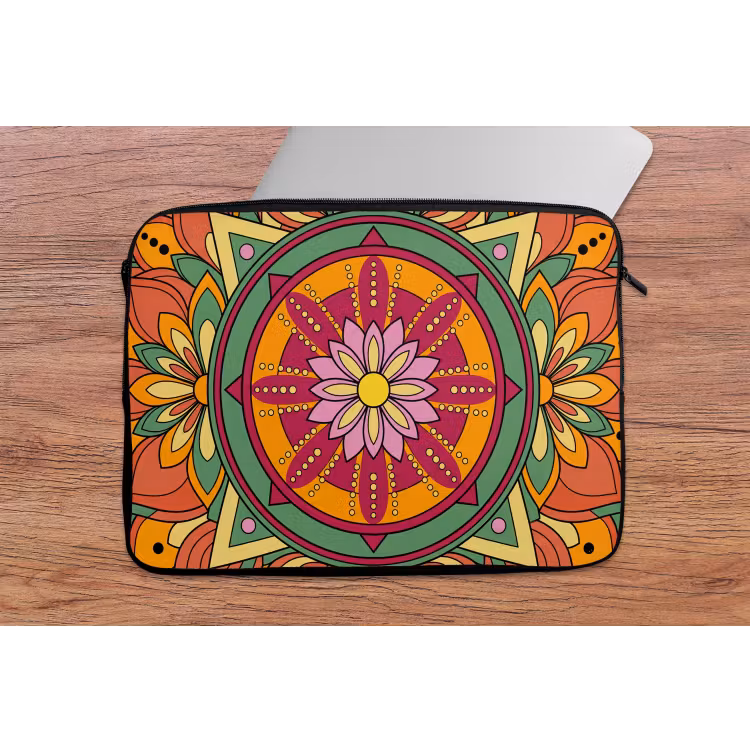 Mandala - Bloemen - Abstract - Kleurrijk laptophoes neopreen klein -tafel