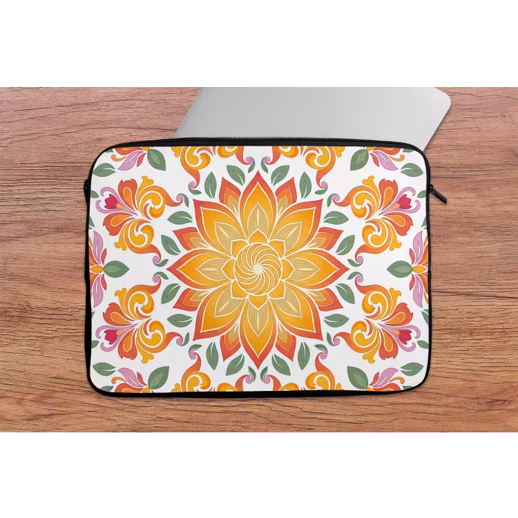 Mandala - Bloemen - Decoratie - Kleurrijk - Abstract laptophoes neopreen klein -tafel