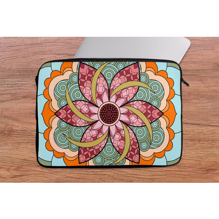 Mandala - Geometrisch - Kunst - Decoratief - Kleurrijk laptophoes neopreen klein -tafel