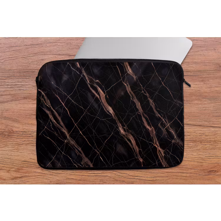 Marmer - Goud - Patroon - Luxe - Zwart laptophoes neopreen klein -tafel