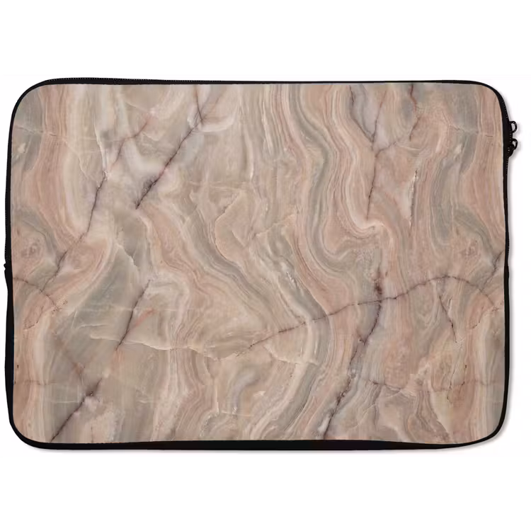 Marmer - Patroon - Abstract - Beige - Groen laptophoes neopreen klein -zkaufland3dotto