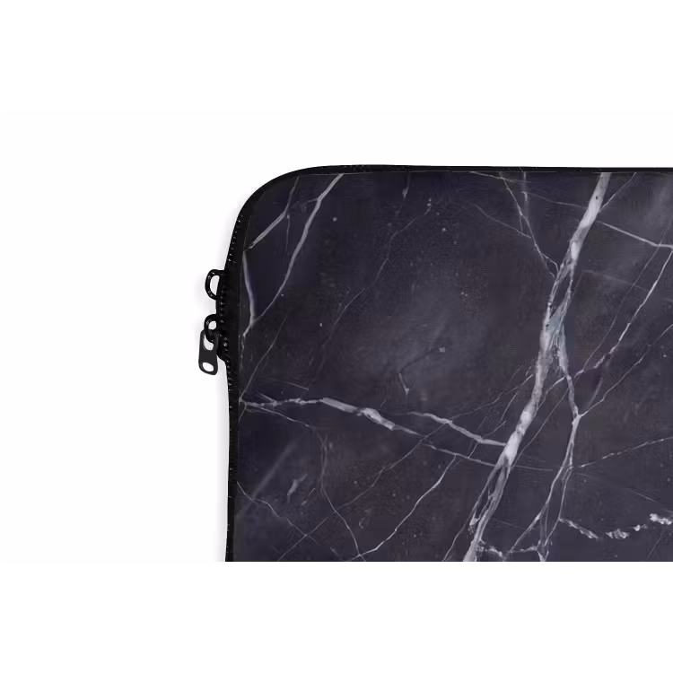 Marmer - Patroon - Modern - Zwart - Wit laptophoes neopreen klein -detail