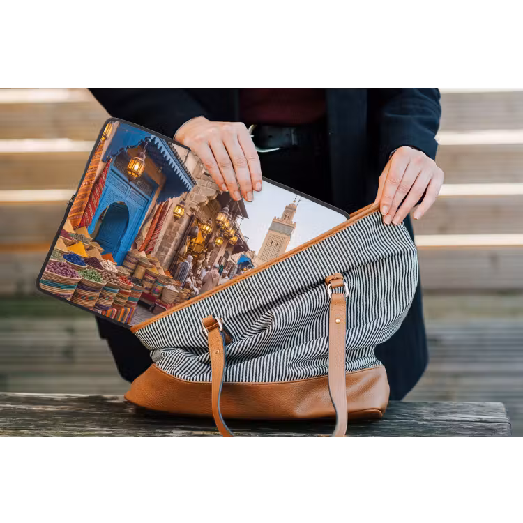 Laptop Sleeve - Market - Oriental - Colorful - Markt - Oosters - Kleurrijk laptophoes neopreen klein