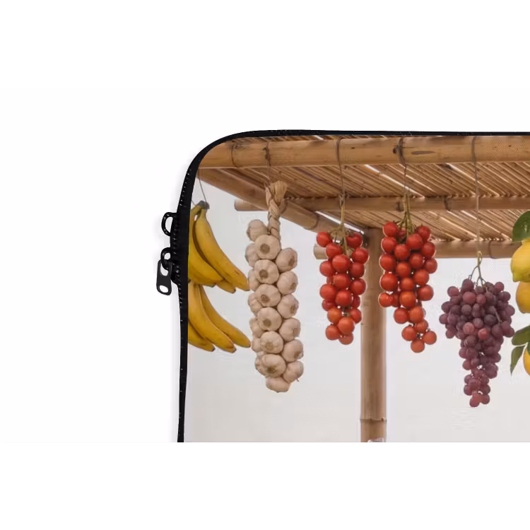 Laptop Sleeve - Market Stall - Fruit - Fresh - Marktkraam - Fruit - Vers laptophoes neopreen klein