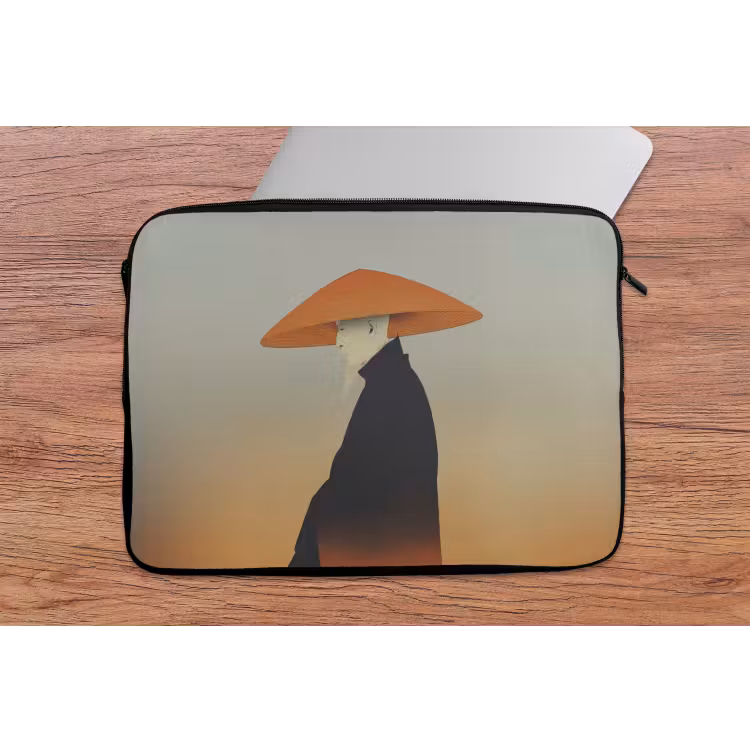 Minimalistisch - Silhouet - Oranje laptophoes neopreen klein -tafel