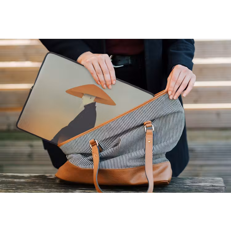 Minimalistisch - Silhouet - Oranje laptophoes neopreen klein -tas