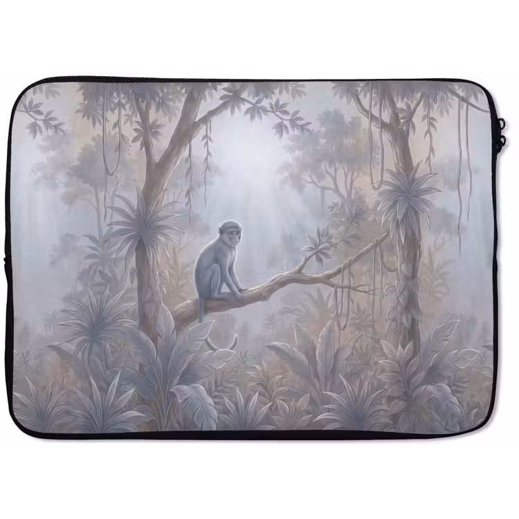 Aap - Boom - Jungle - Natuur - Grijs laptophoes neopreen klein -zkaufland3dotto