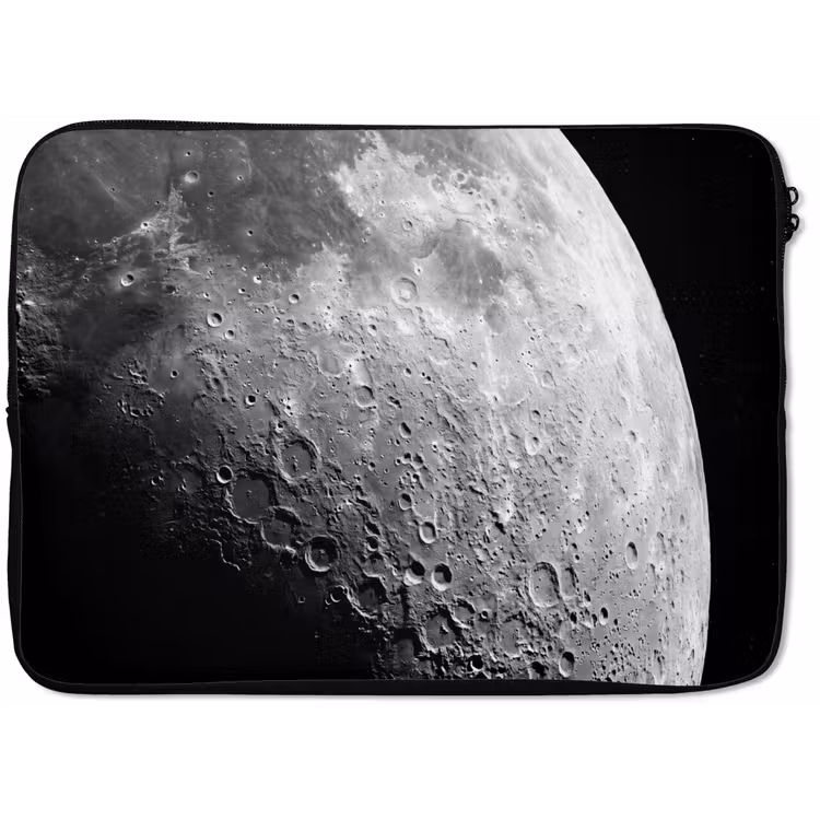 Laptop Sleeve - Moon - Craters - Space - Maan - Kraters - Ruimte laptophoes neopreen klein