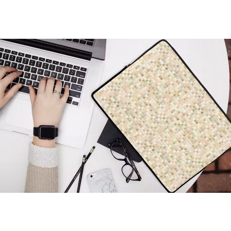 Mozaïek - Patroon - Beige laptophoes neopreen klein 279 -bureau