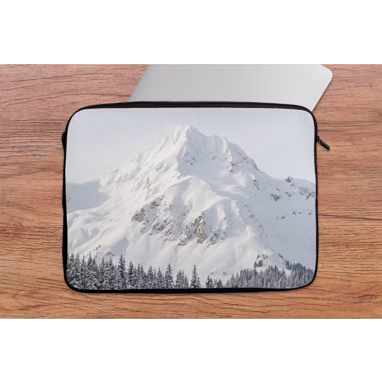 Berg - Sneeuw - Winter - Natuur - Wit laptophoes neopreen klein -tafel