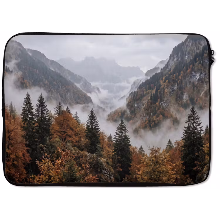 Bergen - Vallei - Mist - Herfst - Natuur laptophoes neopreen klein -zkaufland3dotto