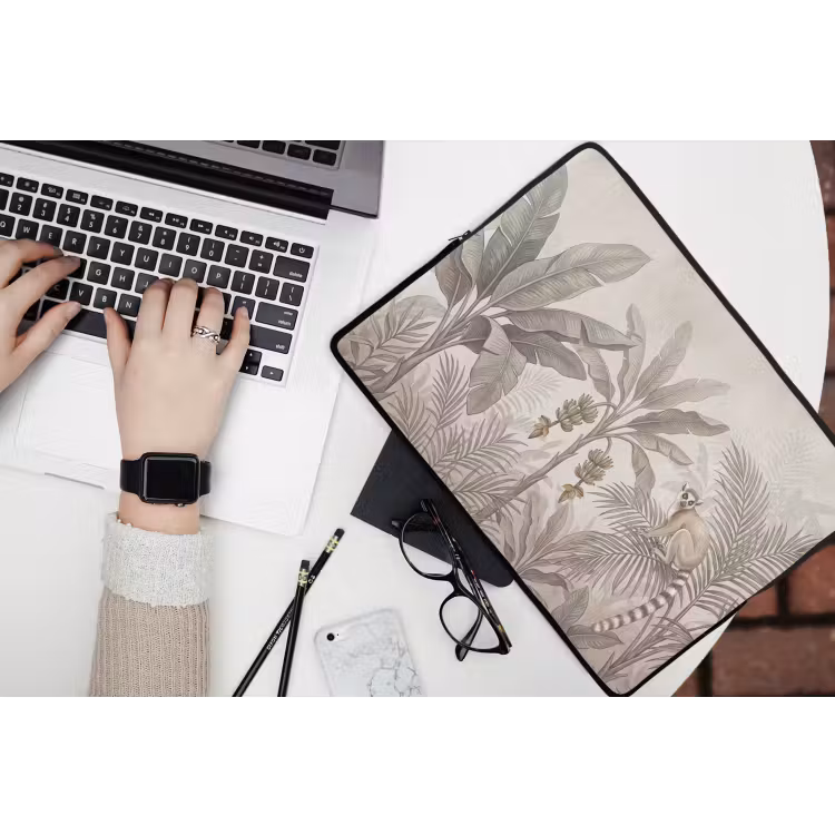 Natuur - Jungle - Ringstaartmaki - Bruin laptophoes neopreen klein -bureau