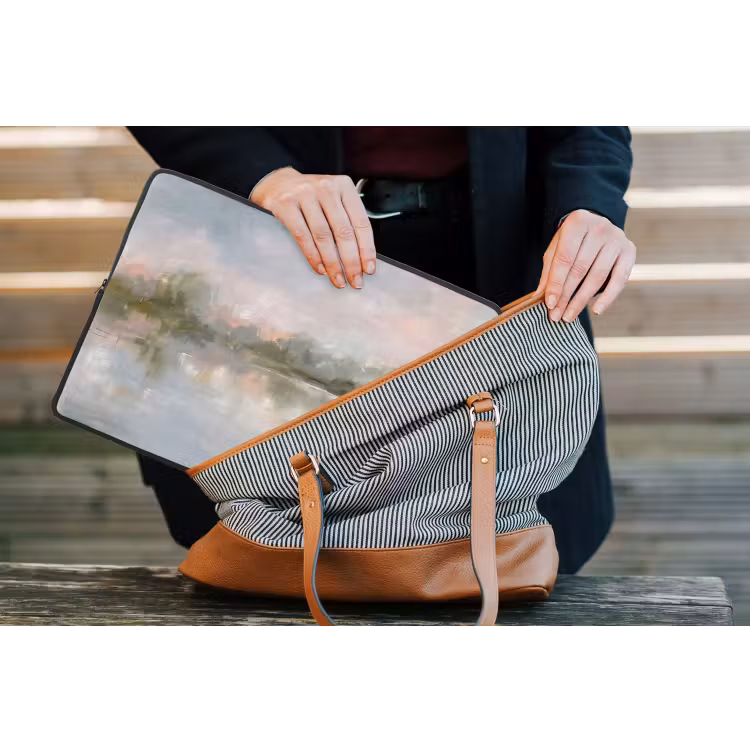 Natuur - Landschap - Abstract - Water - Groen laptophoes neopreen klein -tas
