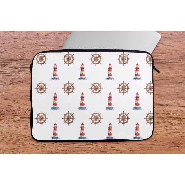 Nautisch - Klassiek - Rood laptophoes neopreen klein 279 -tafel