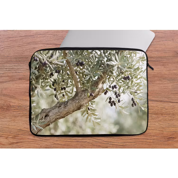 Laptop Sleeve - Olive tree - branch - green - Olijfboom - tak - groen laptophoes neopreen klein