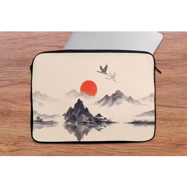 Oosters - Kraanvogels - Landschap laptophoes neopreen klein -tafel