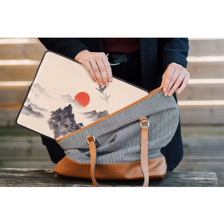 Oosters - Kraanvogels - Landschap laptophoes neopreen klein -tas