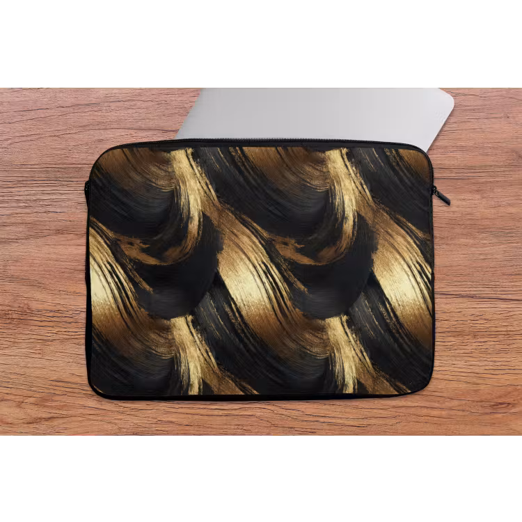 Verfstreken - Abstract - Goud - Zwart laptophoes neopreen klein 279 -tafel
