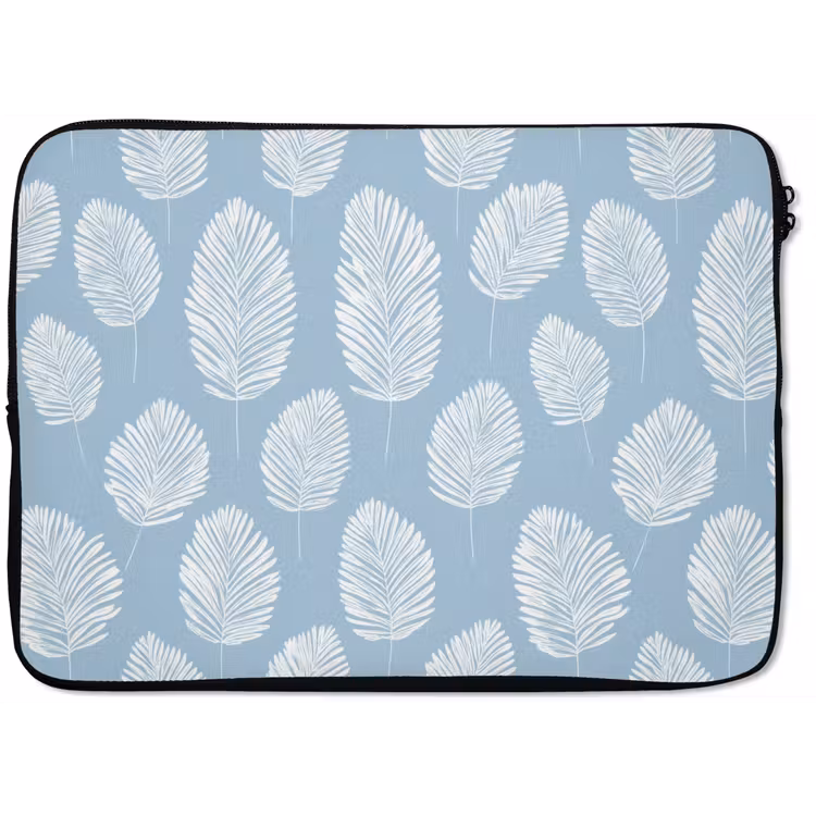 Palmbladeren - Naadloos - Patroon - Pastelblauw laptophoes neopreen klein 279 -zkaufland3dotto