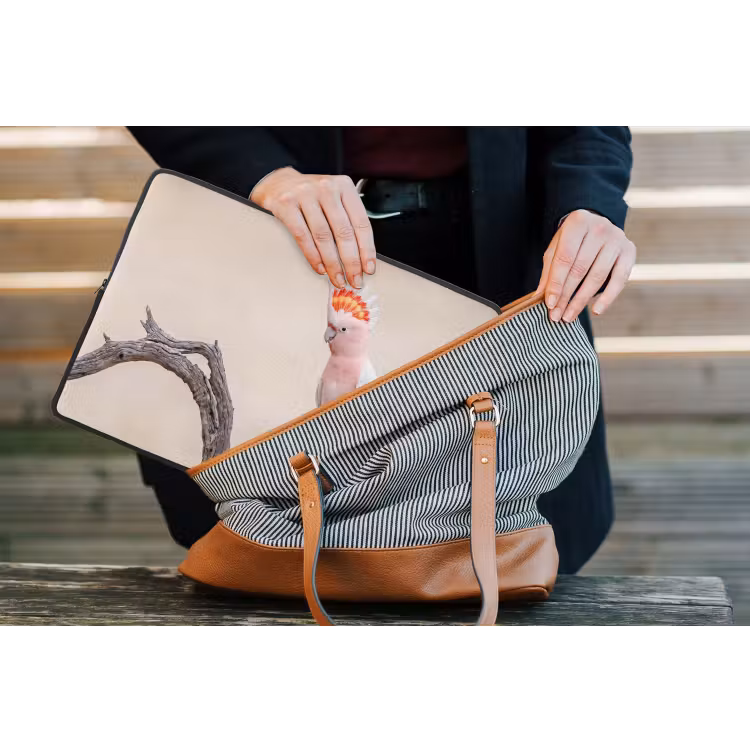 Papagaai - Tak - Roze laptophoes neopreen klein -tas