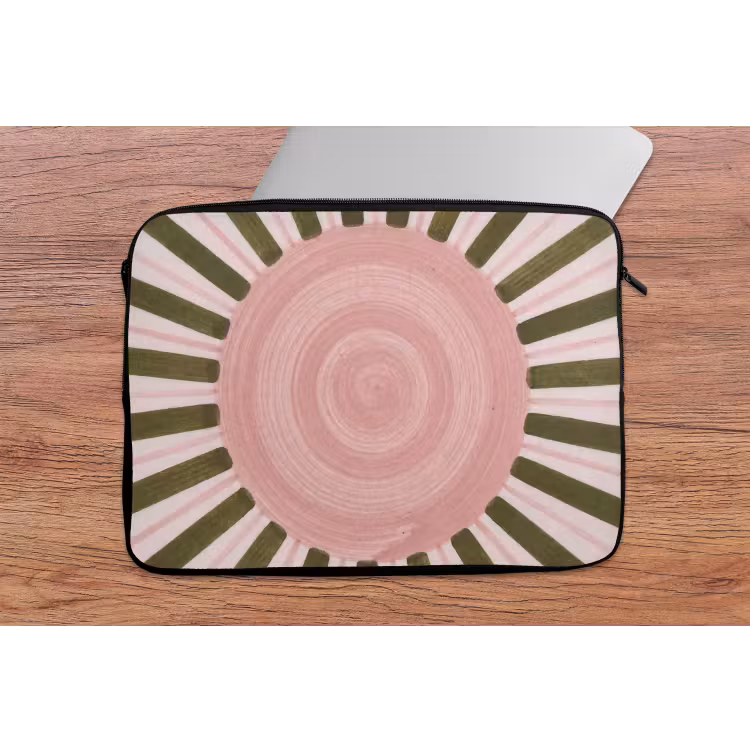 Patroon - Cirkel - Stralen - Abstract - Roze laptophoes neopreen klein -tafel