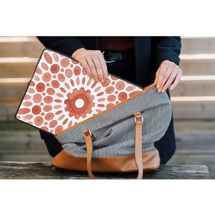 Patroon - Cirkels - Abstract - Modern - Rood laptophoes neopreen klein -tas