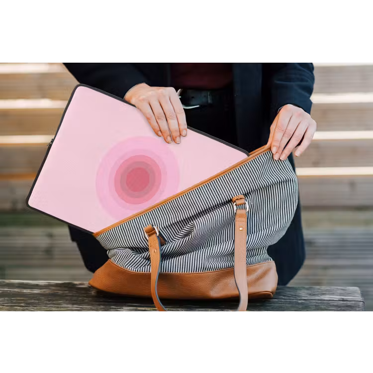 Patroon - Cirkels - Abstract - Roze - Modern laptophoes neopreen klein -tas