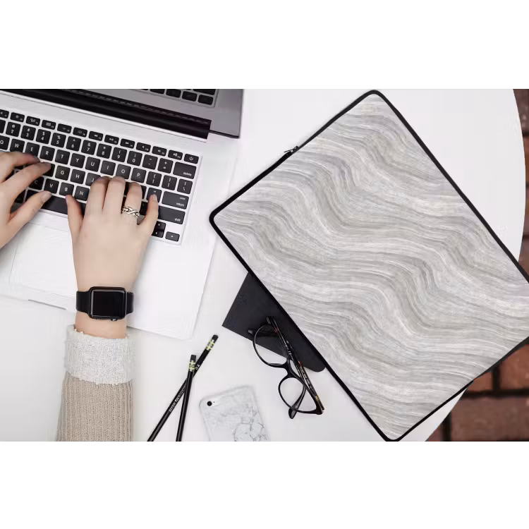 Patroon - Helder - Wit - Grijs laptophoes neopreen klein 279 -bureau