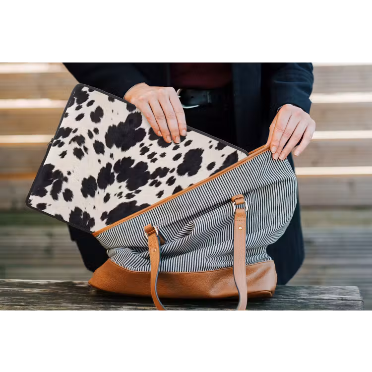 Patroon - Vacht - Zwart - Wit laptophoes neopreen klein -tas