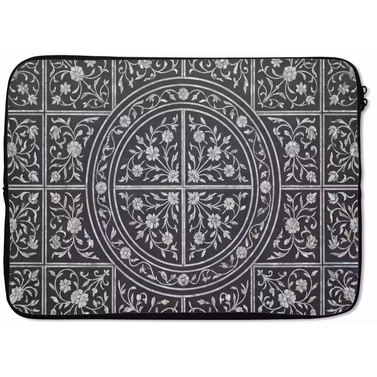 Patroon - Bloemmotief - Decoratie - Klassiek - Zwart laptophoes neopreen klein -zkaufland3dotto