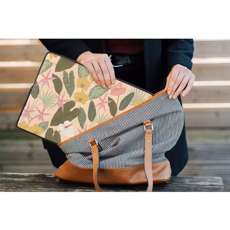 Patroon - Bloemen - Kleurrijk laptophoes neopreen klein -tas