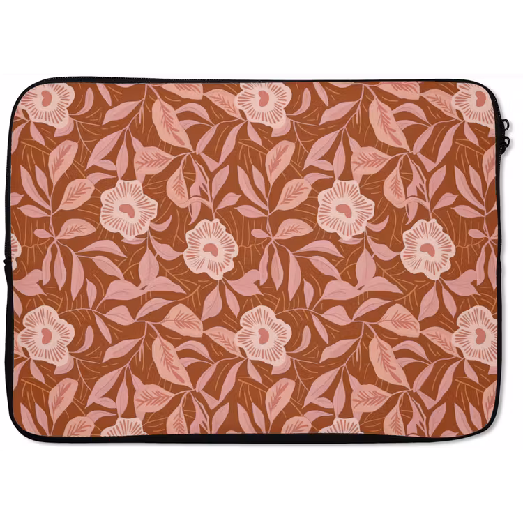 Patroon - Bladeren - Terracotta laptophoes neopreen klein 279 -zkaufland3dotto