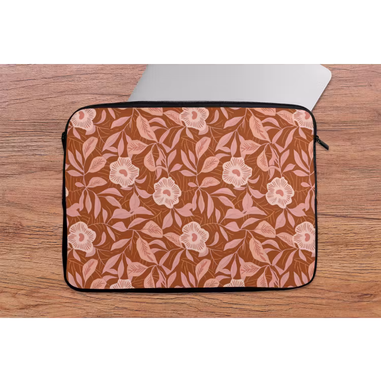 Patroon - Bladeren - Terracotta laptophoes neopreen klein 279 -tafel
