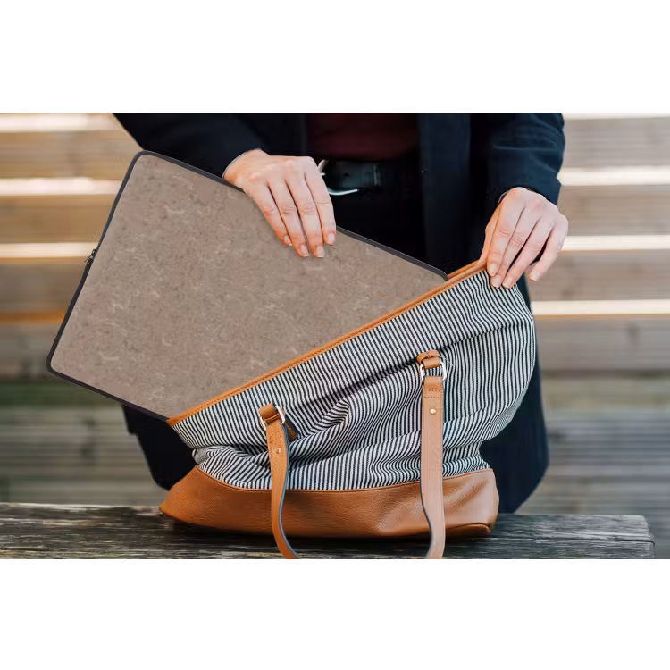 Patroon - Kalksteen - Beige laptophoes neopreen klein 279 -tas