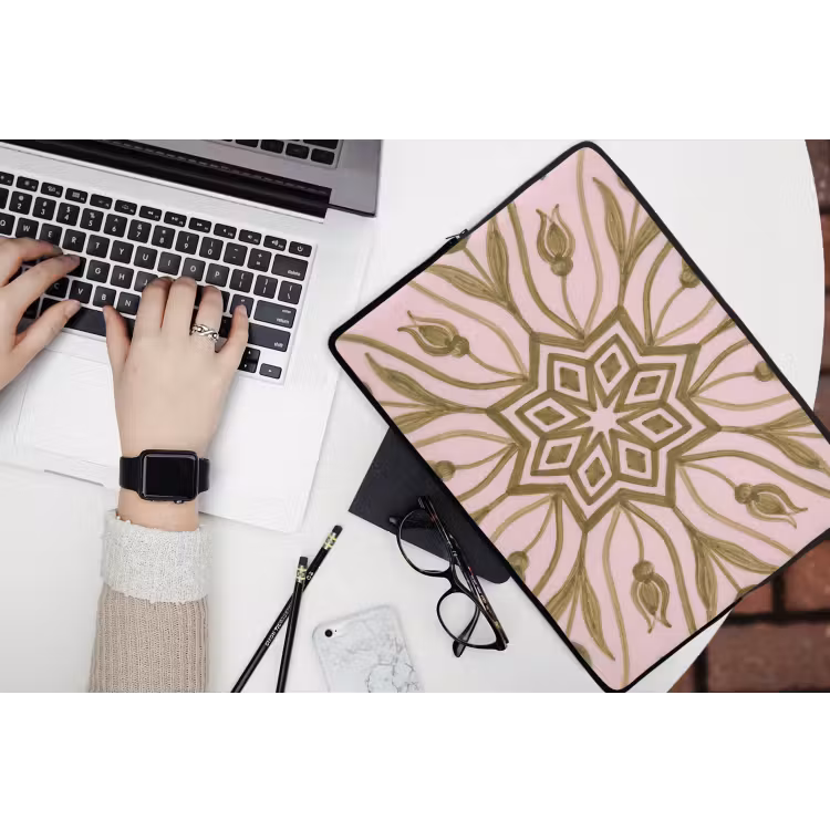 Patroon - Mandala - Decoratie - Abstract - Groen laptophoes neopreen klein -bureau