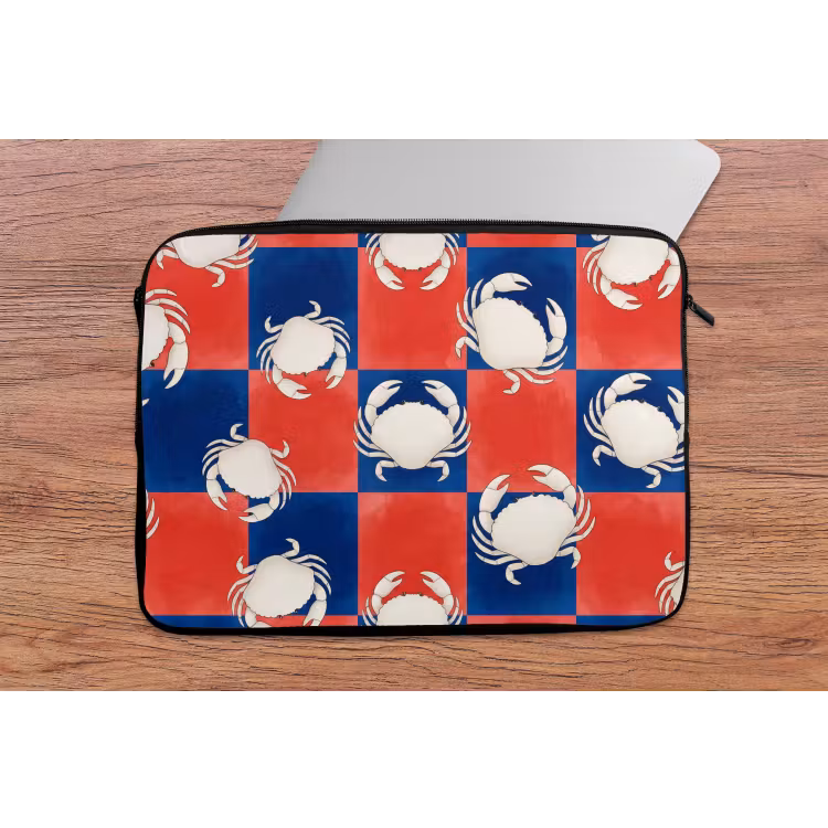 Patroon - Zeeleven - Rood - Blauw - Abstract laptophoes neopreen klein -tafel