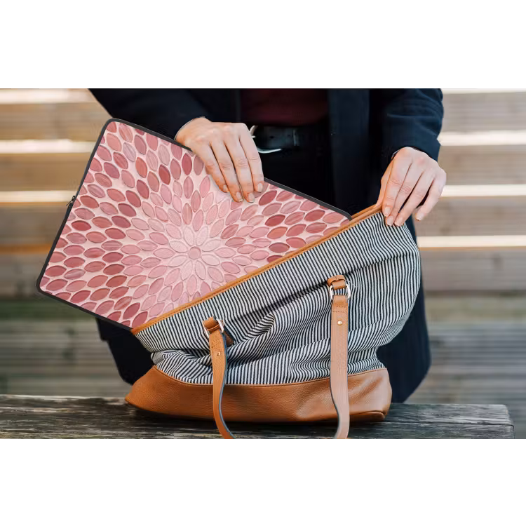 Patroon - Mozaïek - Ovaal - Abstract - Roze laptophoes neopreen klein -tas