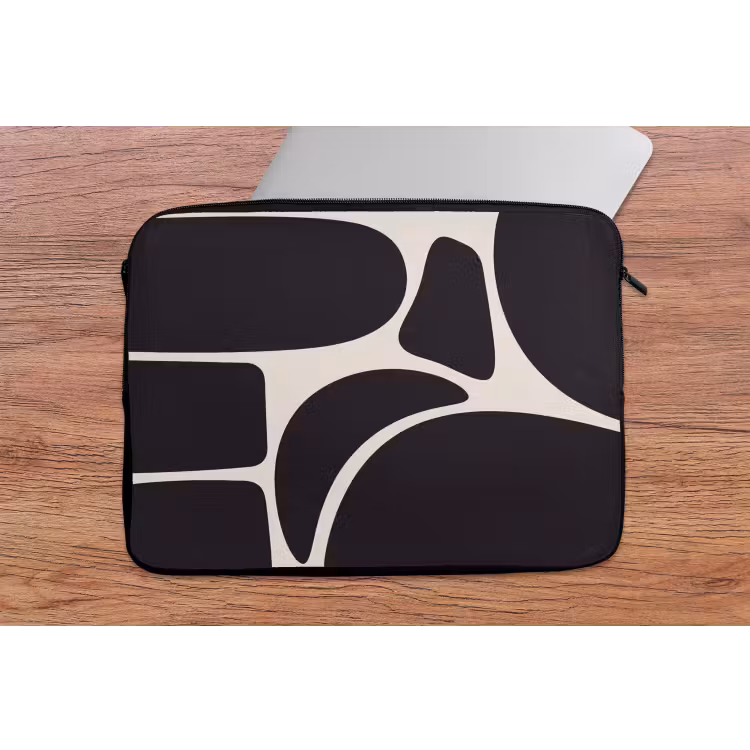 Laptop Sleeve - Pattern - Organic - Black - Patroon - Organisch - Zwart laptophoes neopreen klein