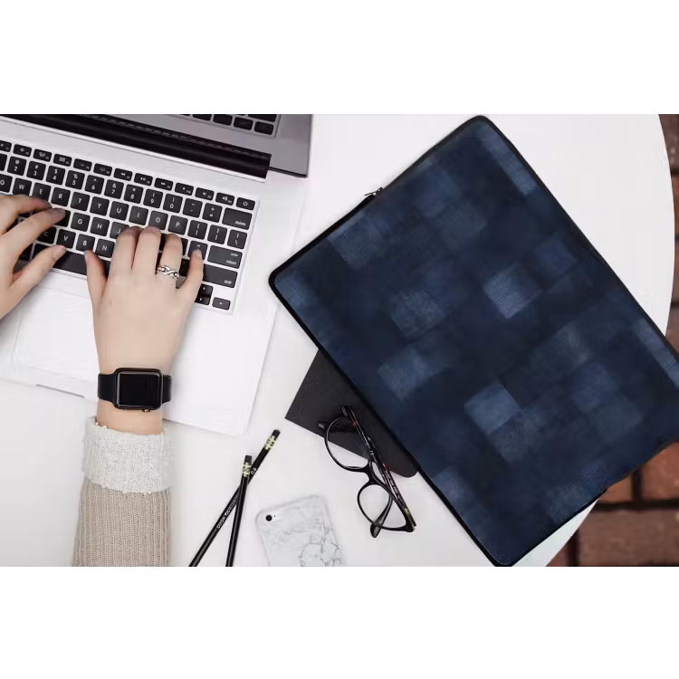 Patroon - Ruit - Marineblauw laptophoes neopreen klein 279 -bureau