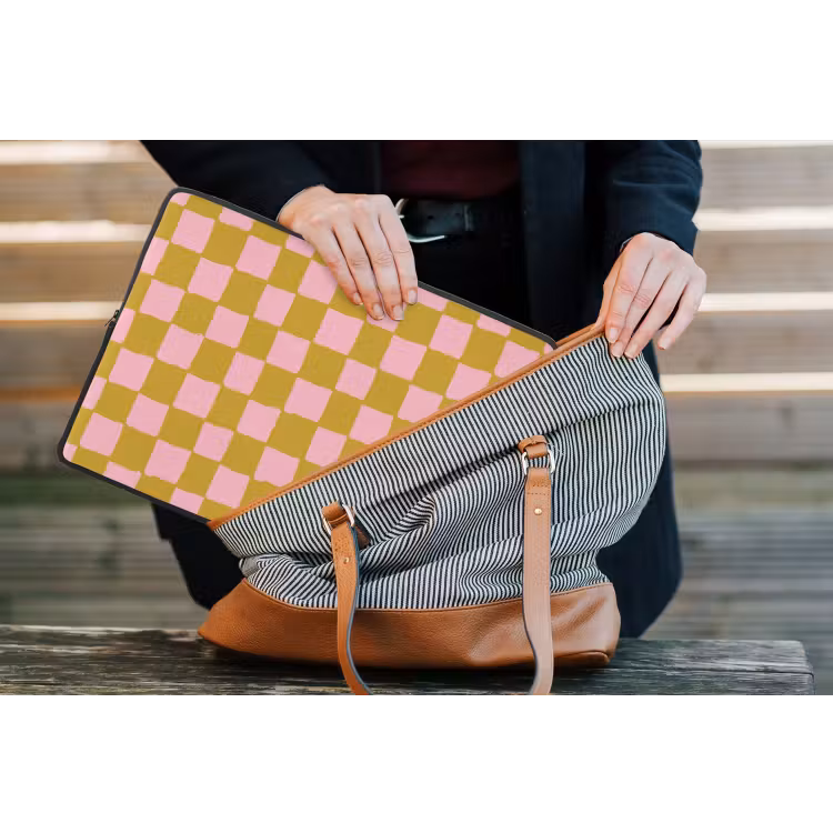 Patroon - Vierkant - Roze laptophoes neopreen klein 279 -tas