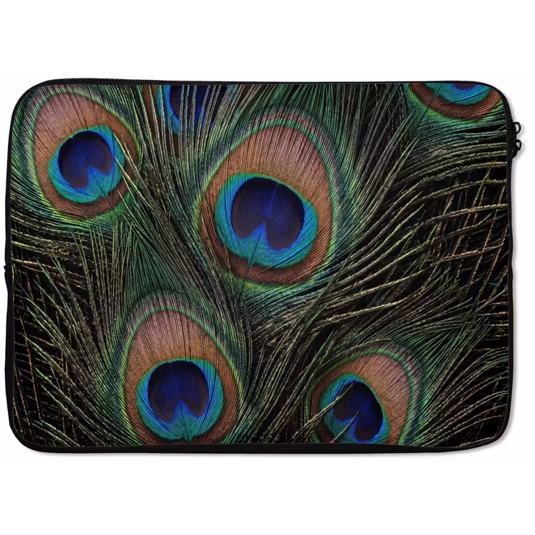 Pauwenveren - Klassiek - Groen laptophoes neopreen klein -zkaufland3dotto