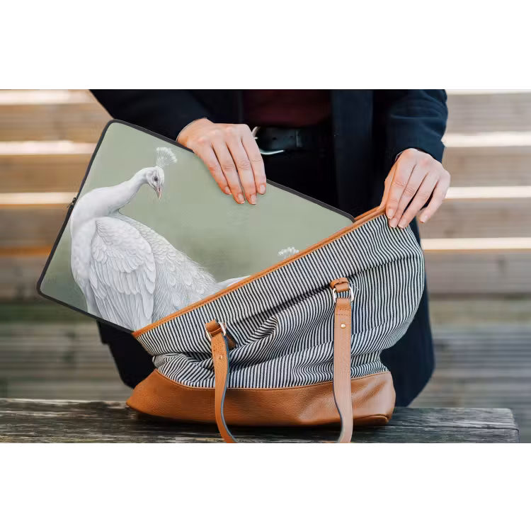 Pauwen - Wit - Natuur - Groen laptophoes neopreen klein -tas