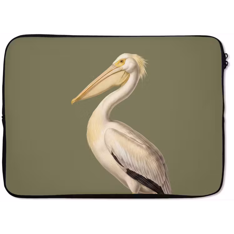 Pelikaan - Wit - Vogel - Klassiek - Natuur laptophoes neopreen klein -zkaufland3dotto