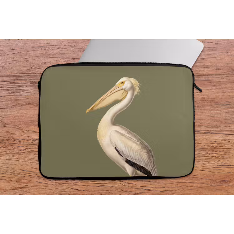 Pelikaan - Wit - Vogel - Klassiek - Natuur laptophoes neopreen klein -tafel