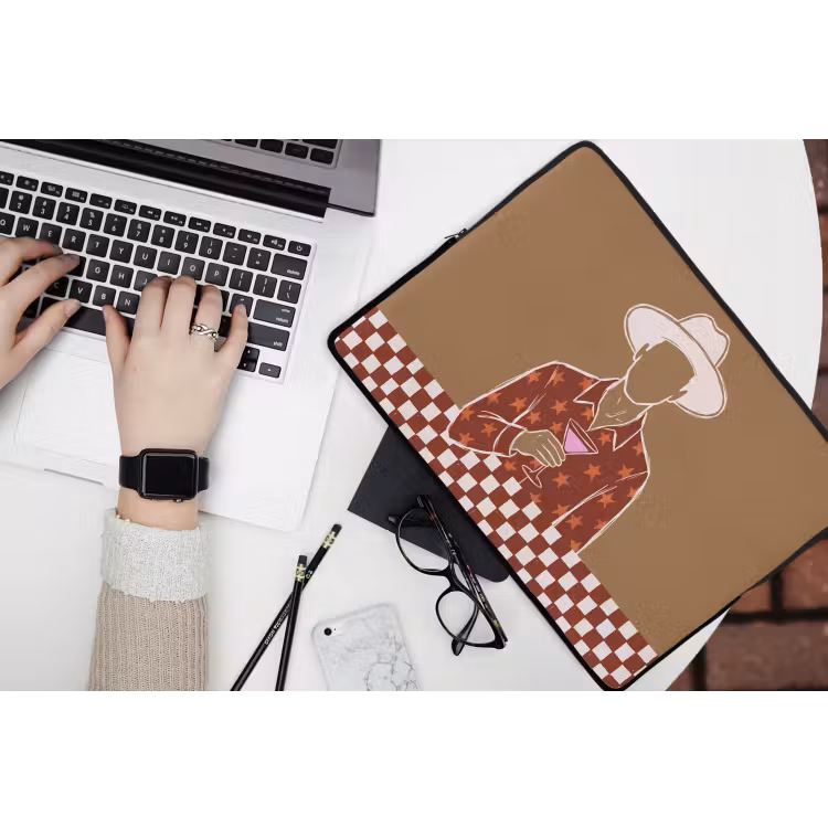 Mensen - Hoed - Cocktail - Abstract - Modern laptophoes neopreen klein -bureau