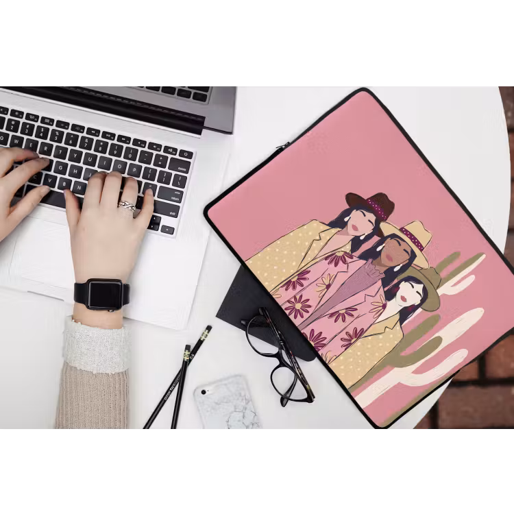 Mensen - Hoeden - Abstract - Roze - Portret laptophoes neopreen klein -bureau