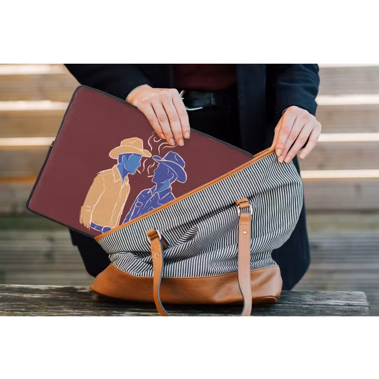 Mensen - Profiel - Sigaret - Abstract - Kunst laptophoes neopreen klein -tas