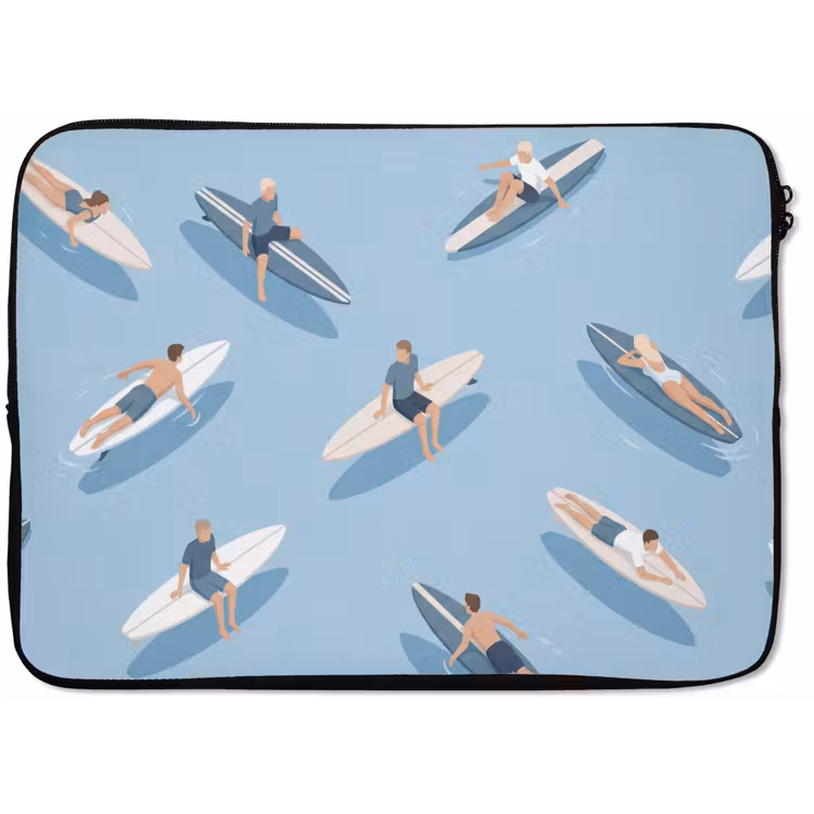Mensen - Surfen - Water - Zomer - Illustratie laptophoes neopreen klein -zkaufland3dotto