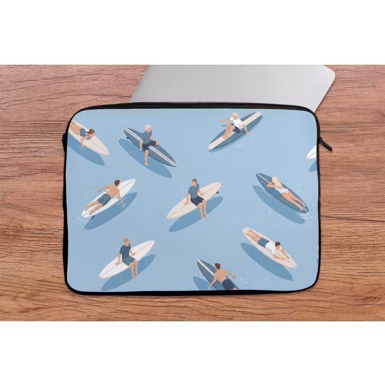 Mensen - Surfen - Water - Zomer - Illustratie laptophoes neopreen klein -tafel